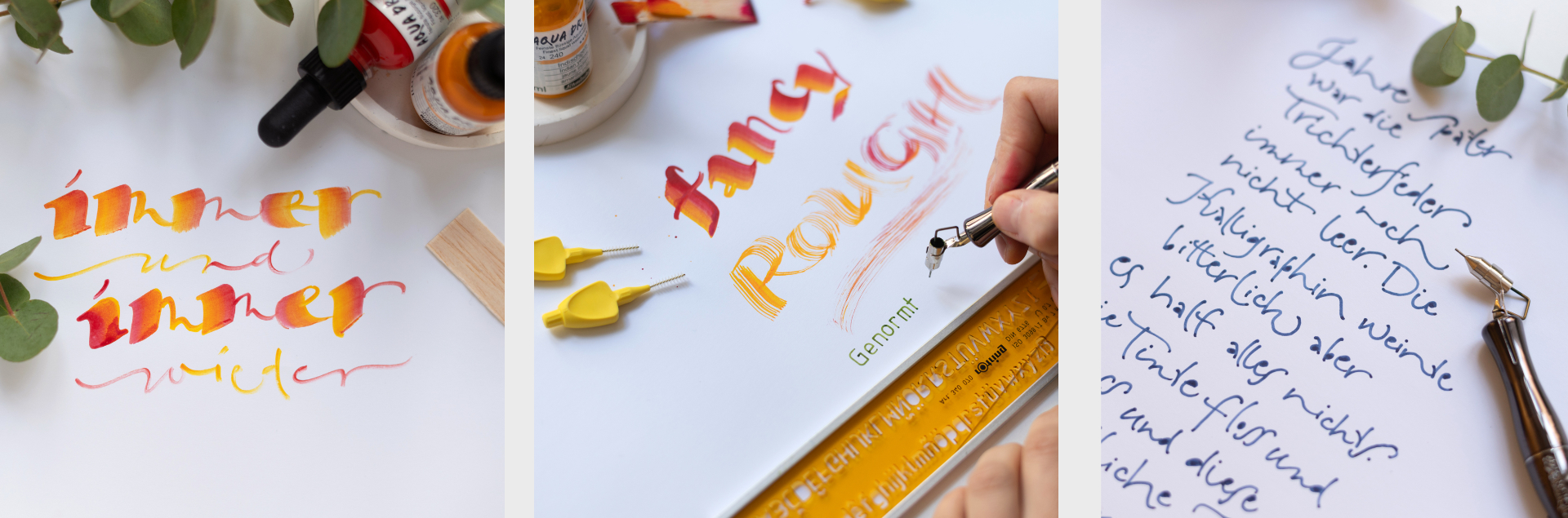 Experimentelle Kalligraphie Schriften und Werkzeuge, Balsaholz, Trichterfeder