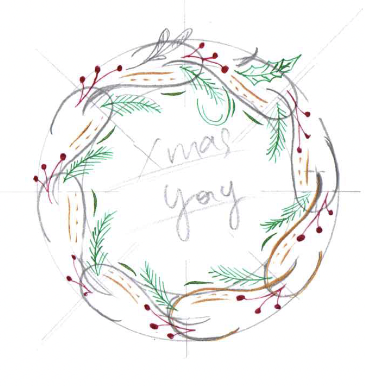 Tannenzweig Lettering Verzierung