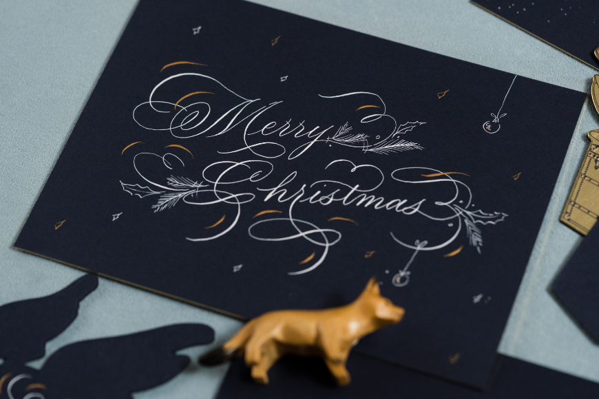 Live Kalligrafie zur Personalisierung von Weihnachtskarten