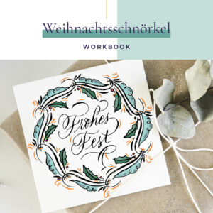 Workbook mit weihnachtlichen Schnörkel-elementen für Karten, Lettering und kreative Papierprojekte