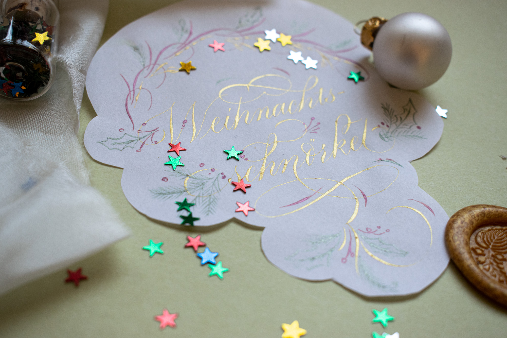 Weihnachtskarte Lettering Idee